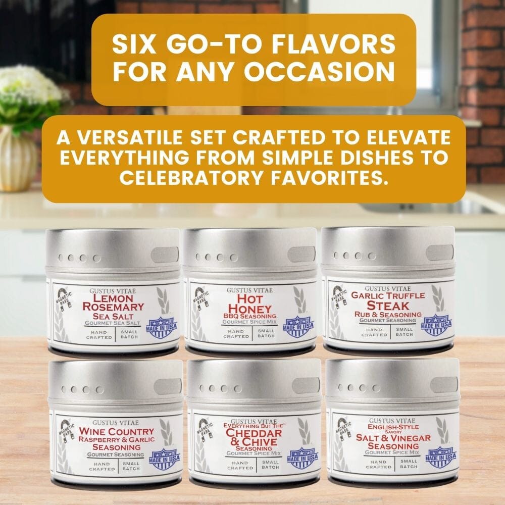 Gourmet Culinary Favorites  | Gift Packaged Seasoning Collection | Set of 6 | Go To Gift For All Occasions